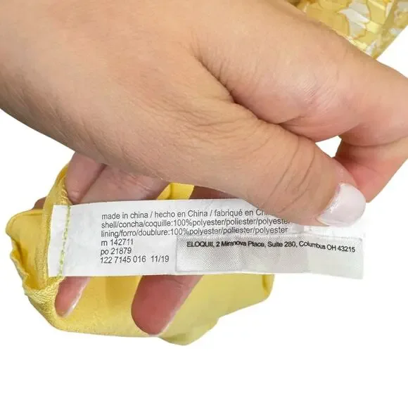 Eloquii Golden Yellow Floral Metallic Stripe Ruffle Sleeveless Maxi Dress - Picture 12 of 13